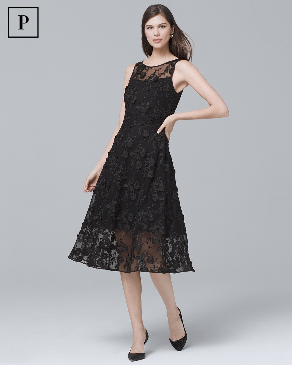 petite black lace dress