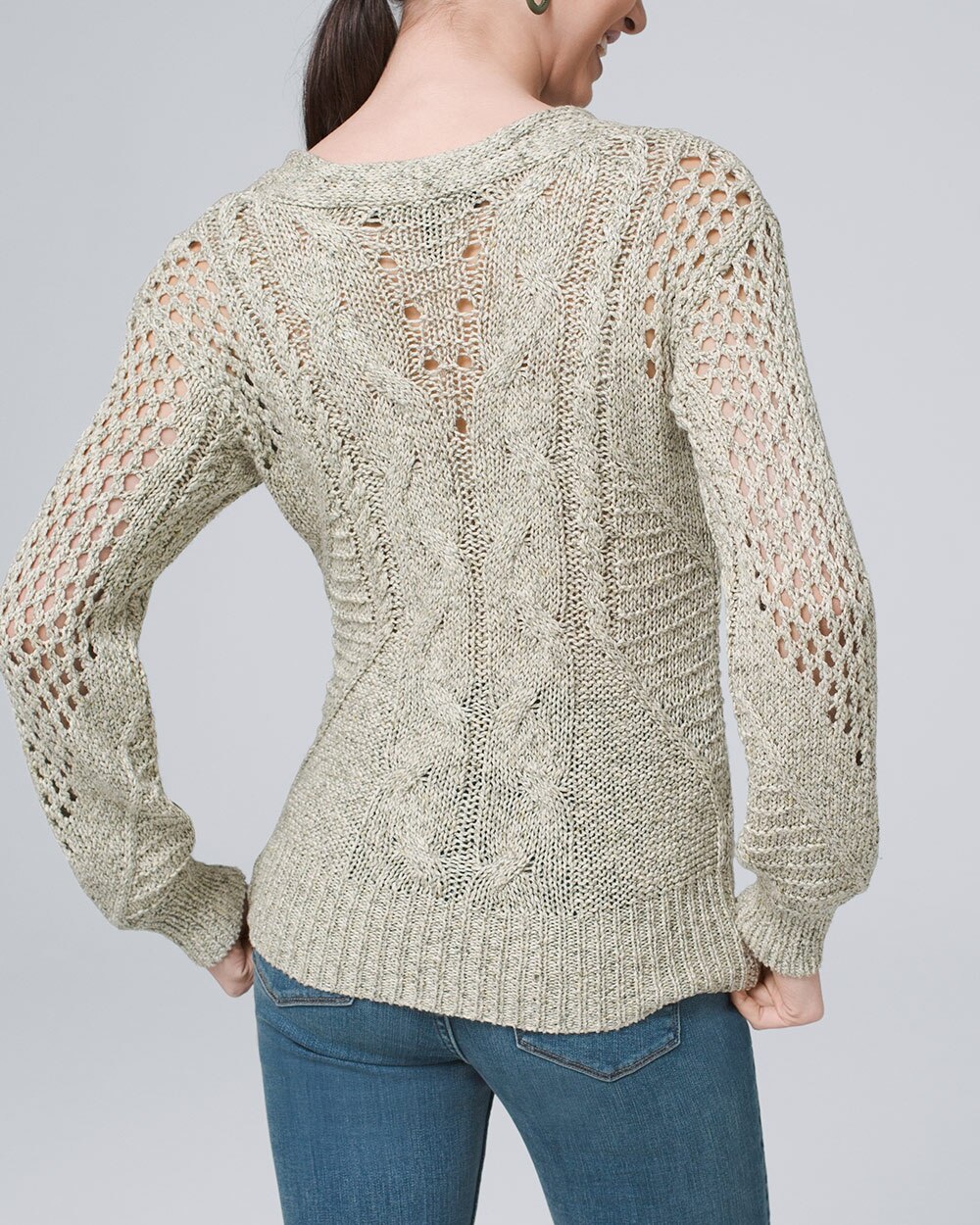 Stitchy Marled Pullover Sweater - White House Black Market
