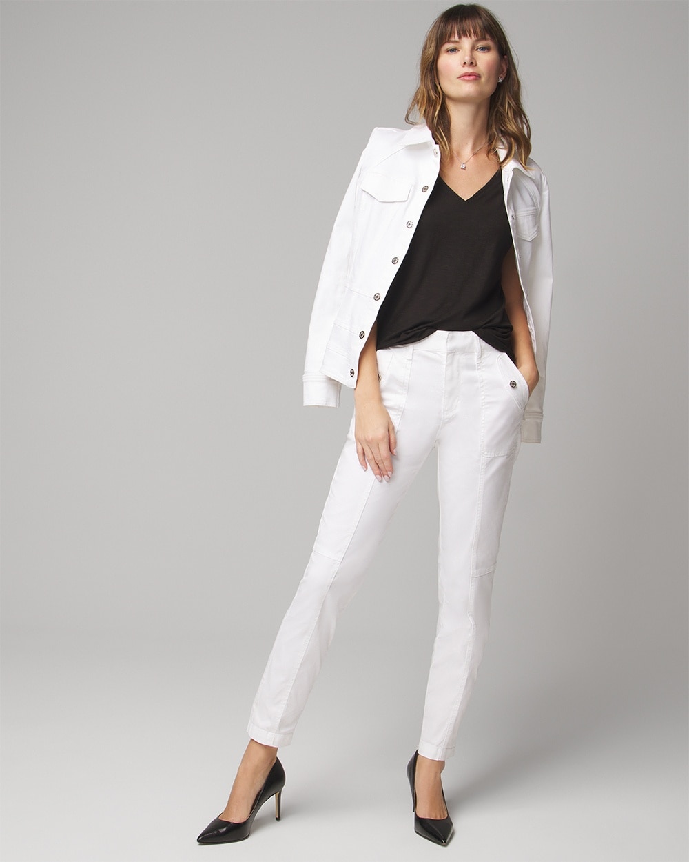 White House Black Market High-rise Pret-a-jet Slim Ankle Pants In White