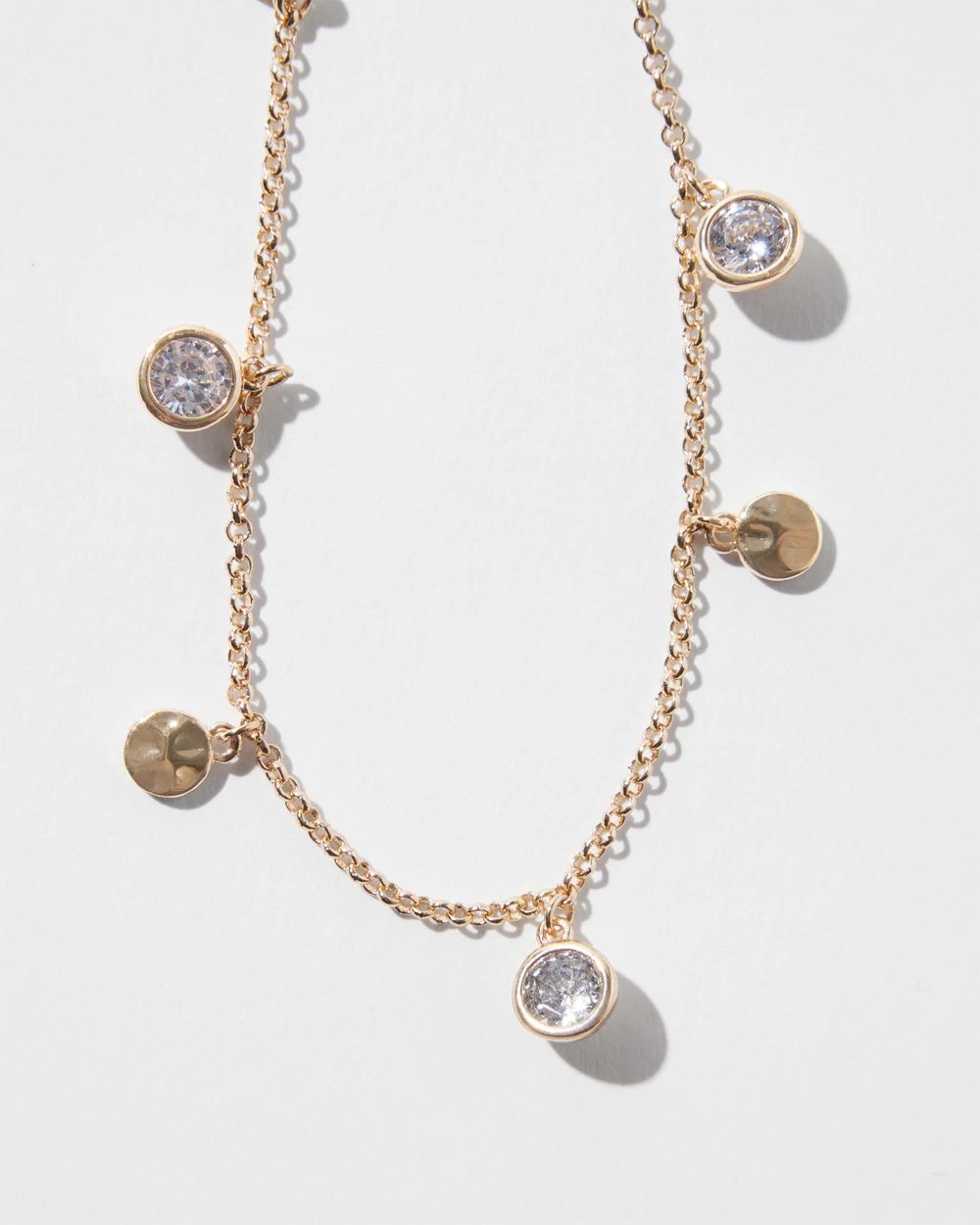 Gold Crystal Long Disc Necklace