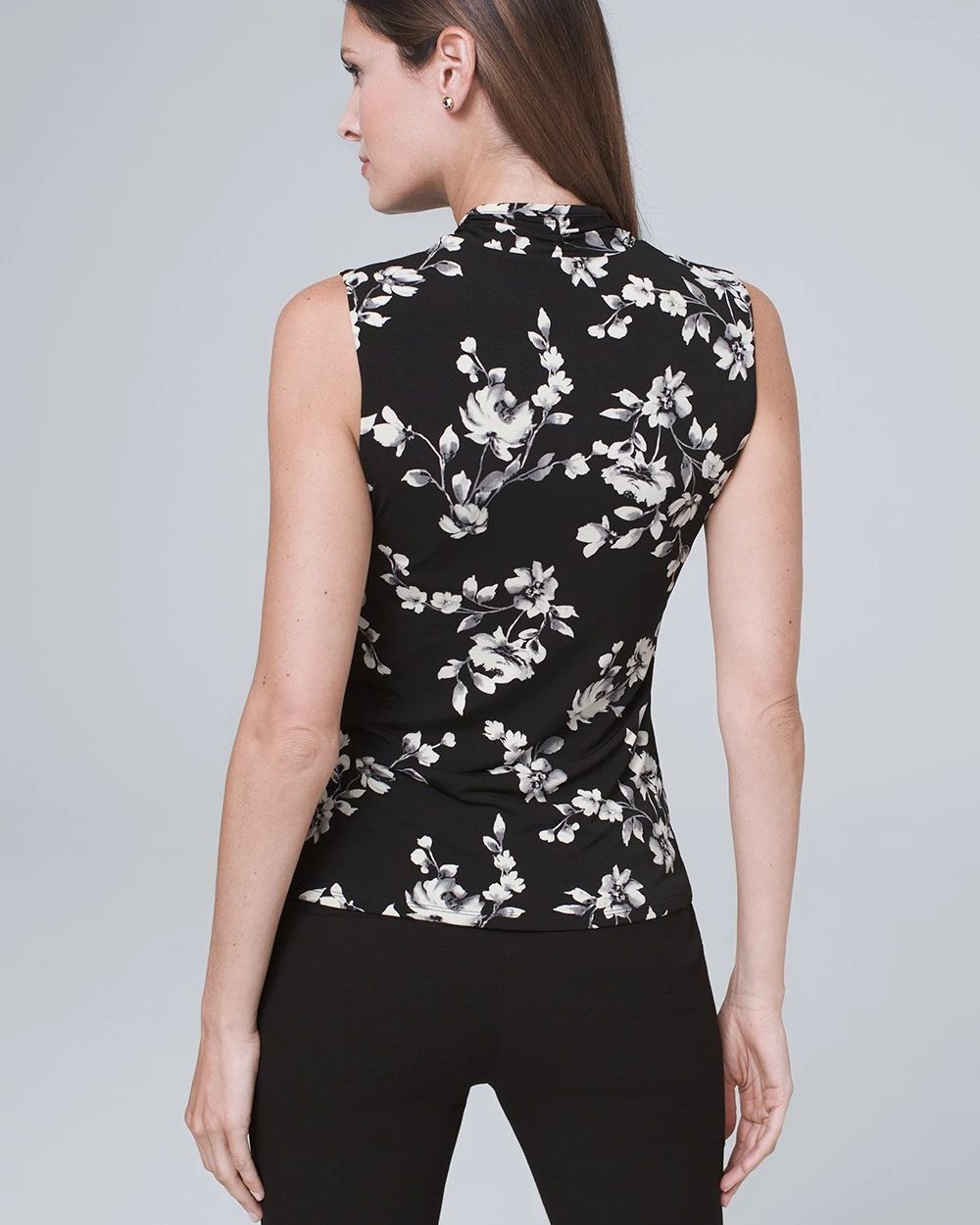Sleeveless Ruched Floral-Print Top click to view larger image.