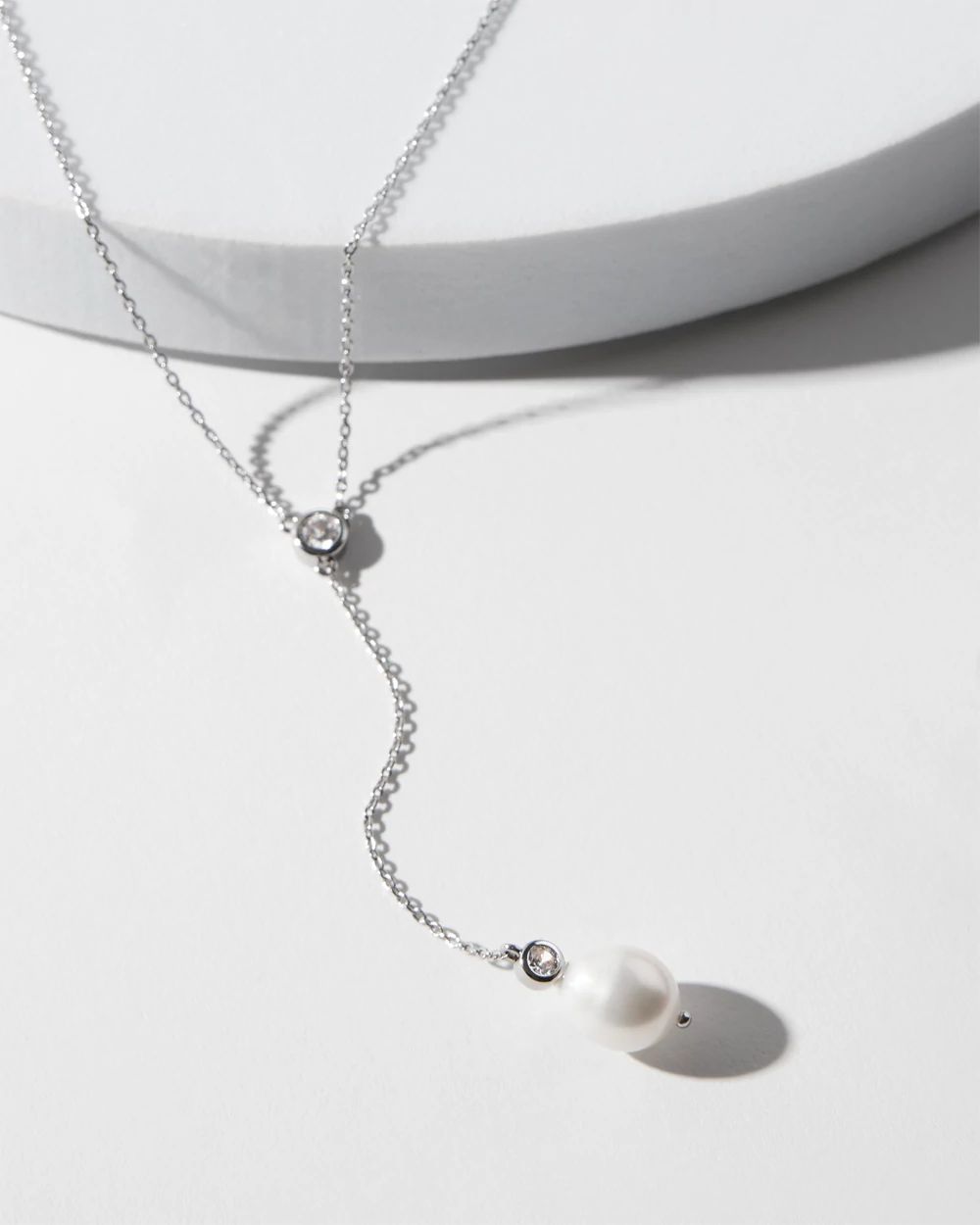 Silver Fresh Water Pearl Drop Necklace