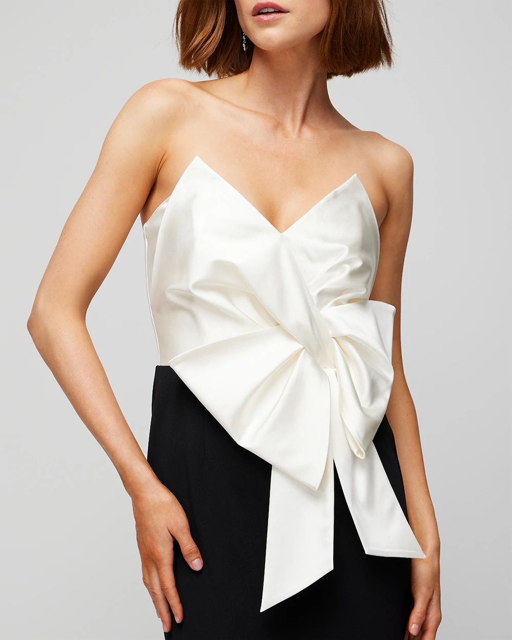 Strapless Contrast Bow Dress