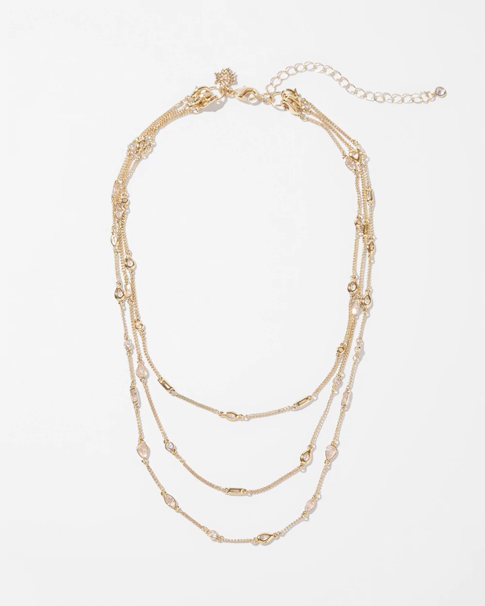 Gold Convertible Bezel Multiple Strand Necklace