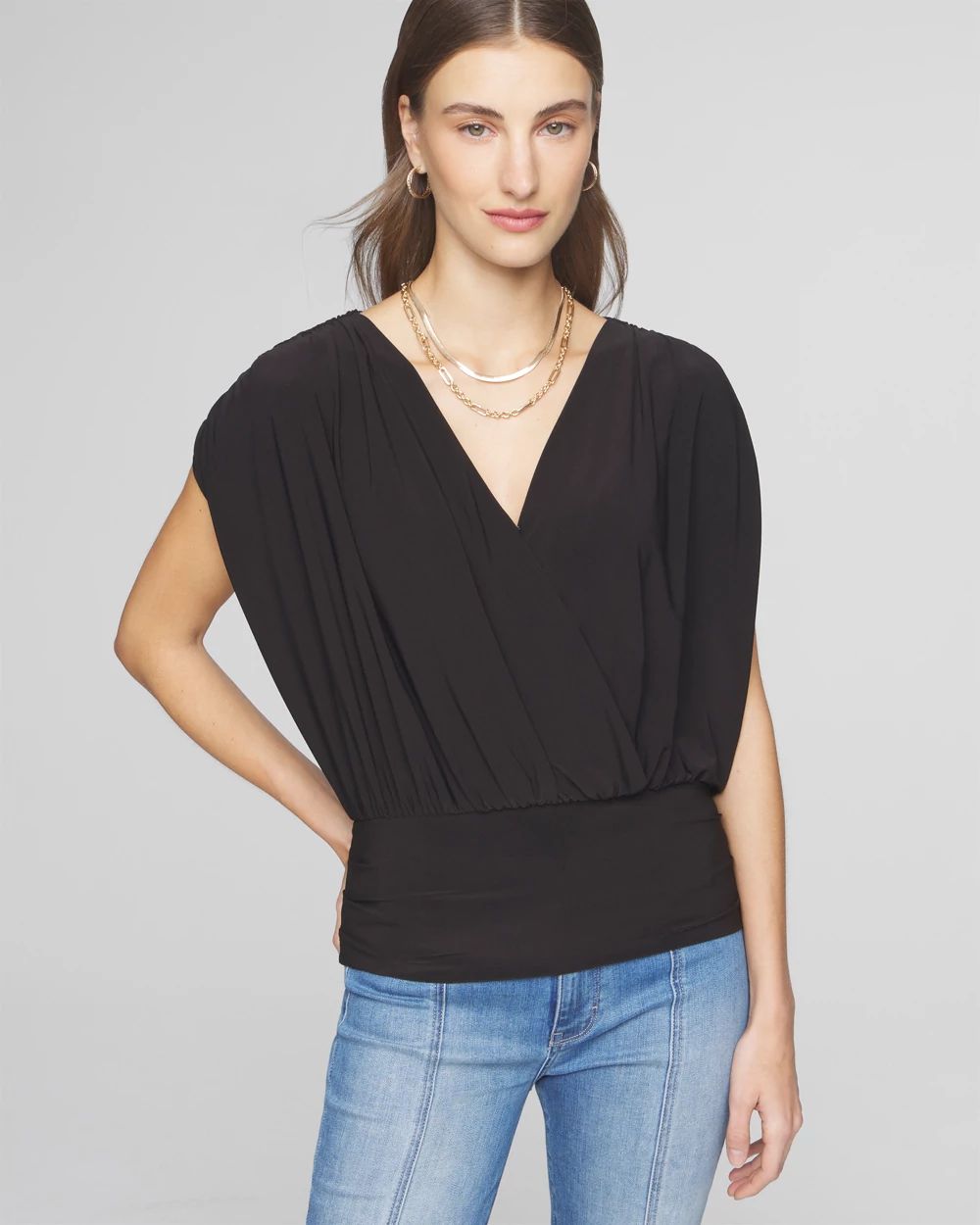 Petite Matte Jersey Banded Bottom Top