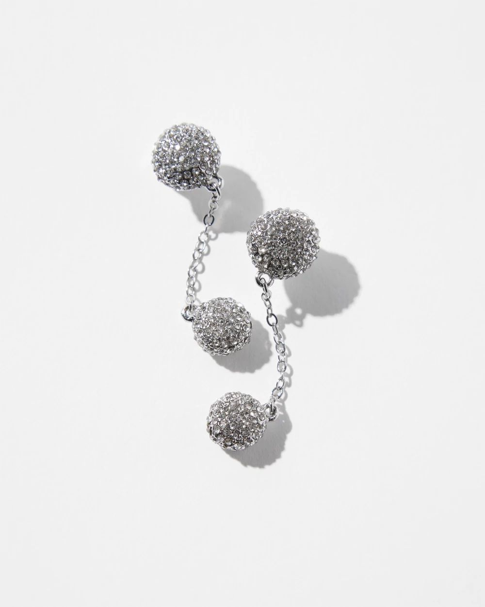 Silver Pave Linear Disc Earrings