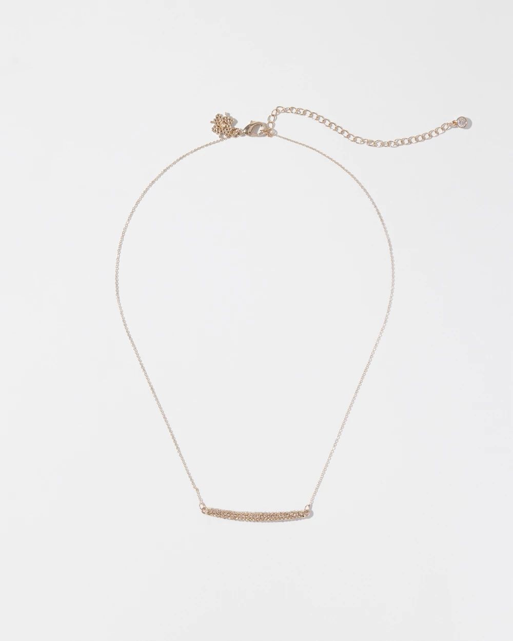 Gold Crystal Bar Single Strand Necklace