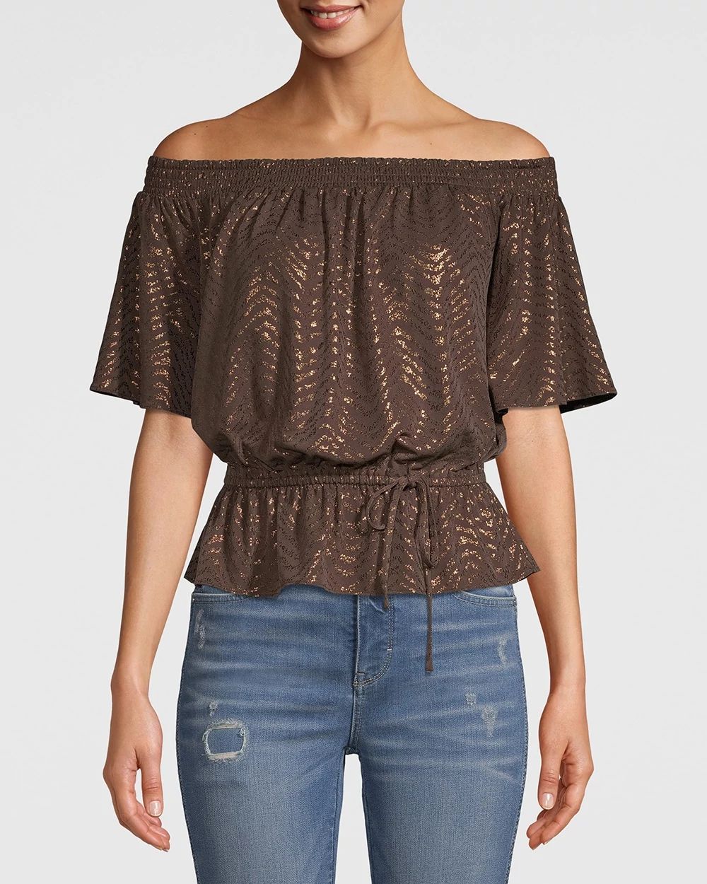 JERSEY KNIT OFF-THE-SHOULDER TOP