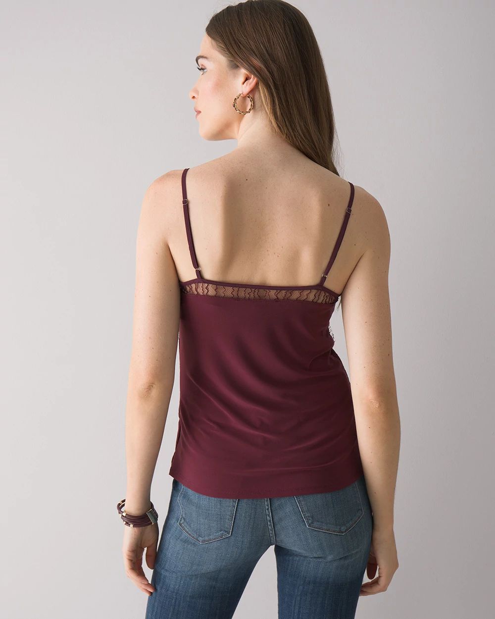 Matte Jersey Knit Lace-Trim Camisole click to view larger image.