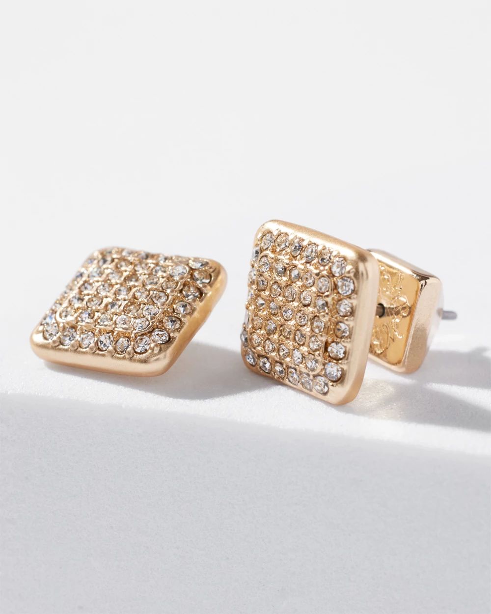 Gold Pave Crystal Stud Earrings