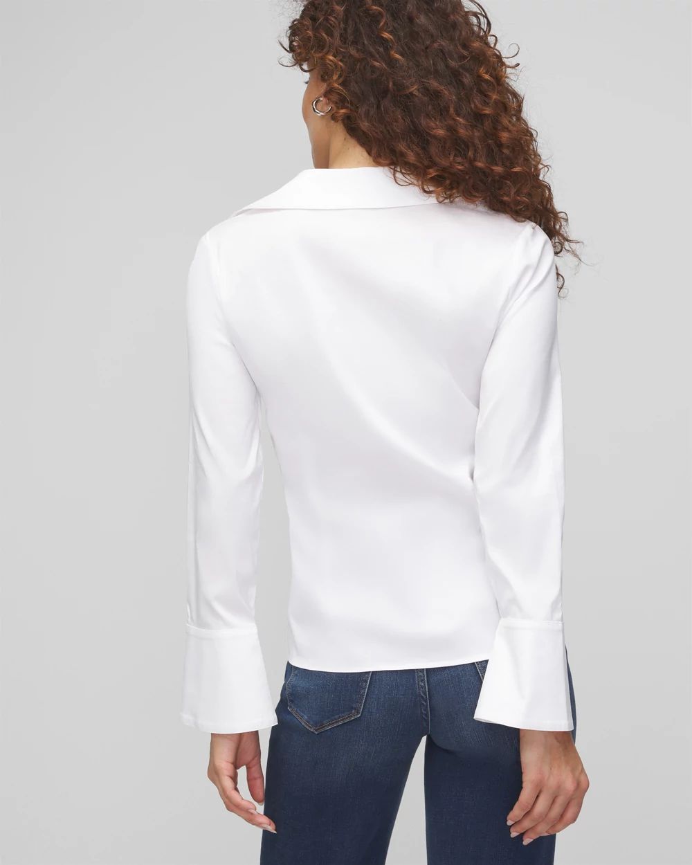 Petite Long Sleeve Twist Poplin Shirt