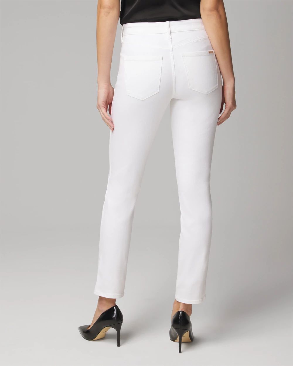 High-Rise White Straight Jeans