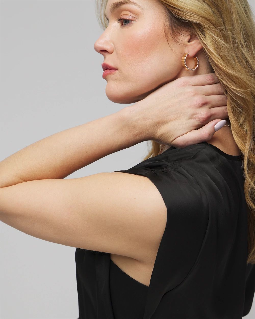 Sleeveless V-neck Ruched Shoulder Shell Top