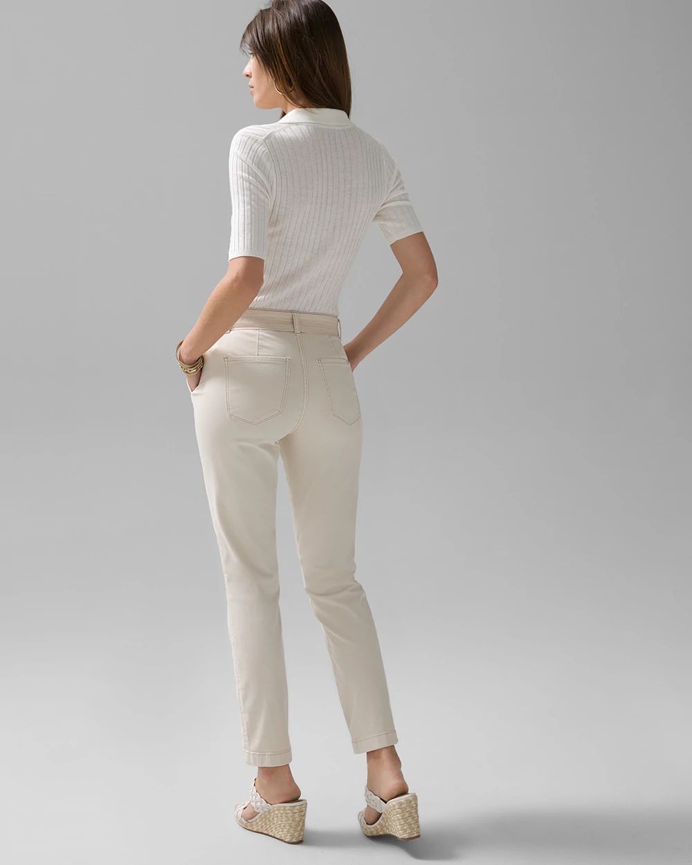 Pret High-Rise Belted Straight Cropped Pant