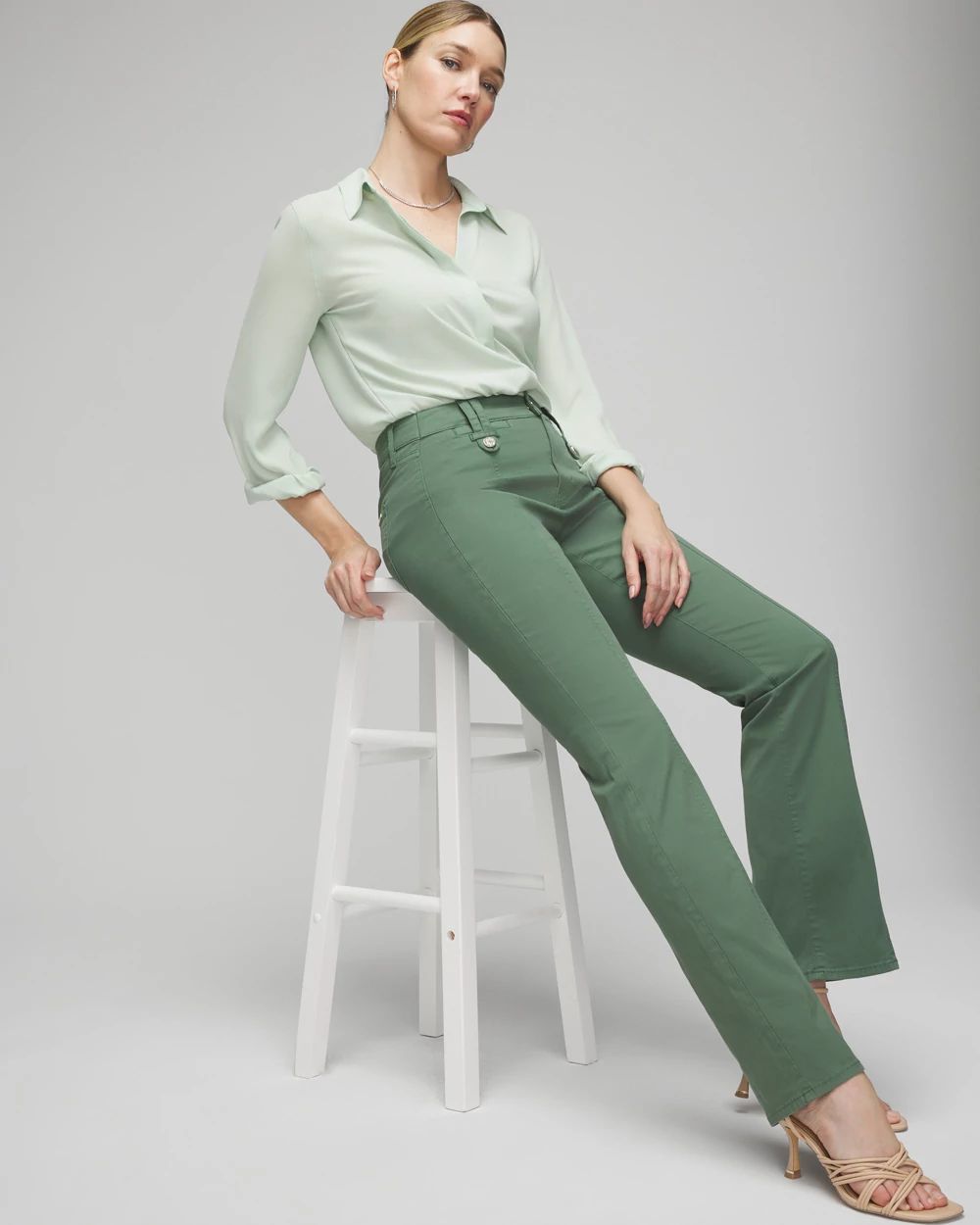High-Rise Pret Front Seamed Bootcut Pants