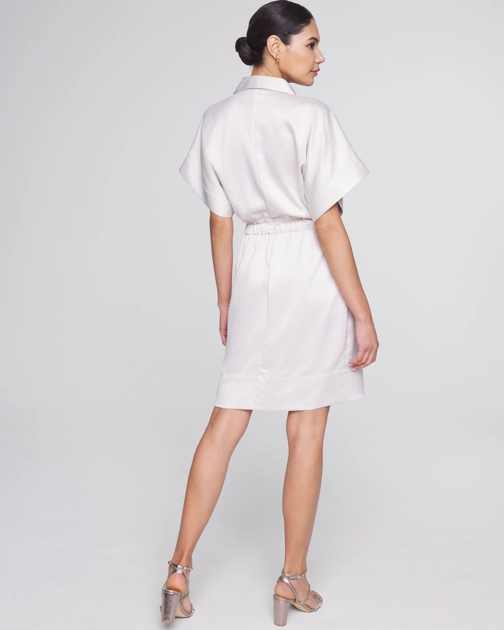 Petite Short Sleeve Utility Shirt Dress