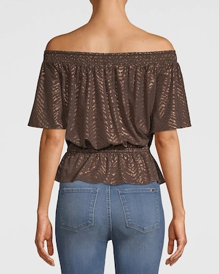 JERSEY KNIT OFF-THE-SHOULDER TOP click to view larger image.