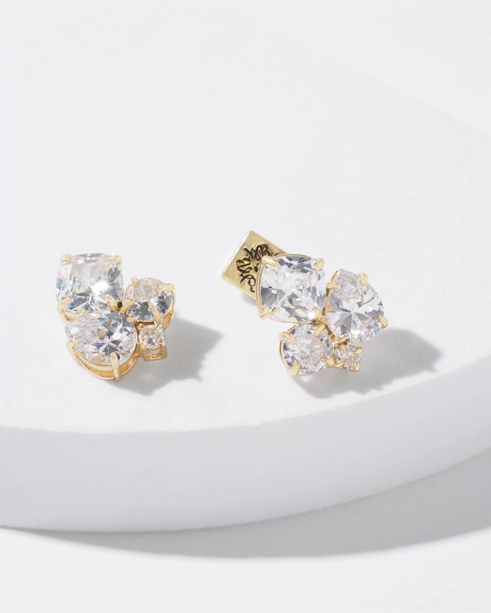 Gold And Crystal Cluster Stud Earrings