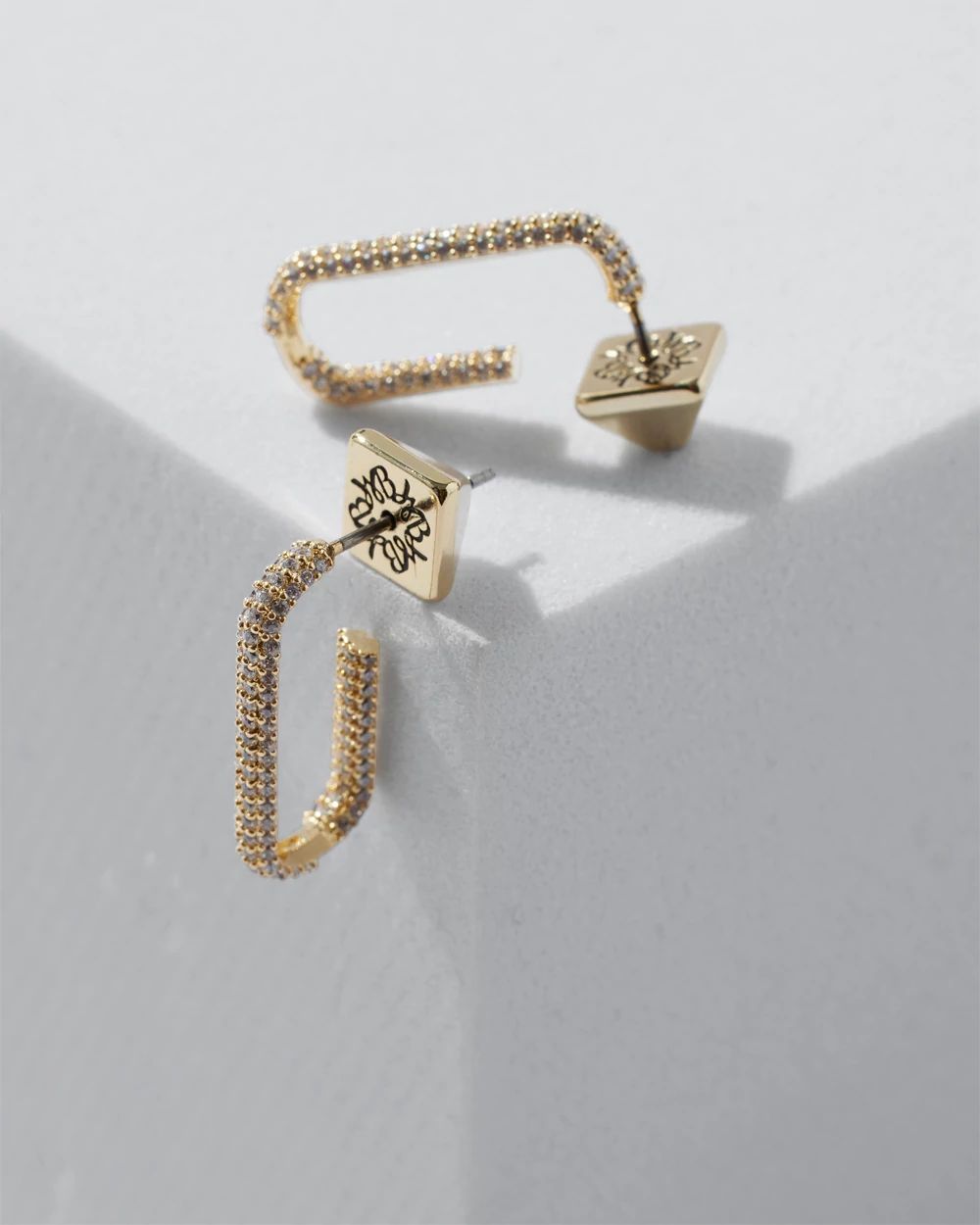 Gold Small Pave Crystal Hoop Earring