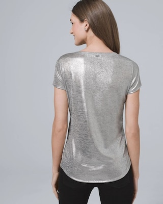 Metallic-Jersey V-Neck Tee click to view larger image.
