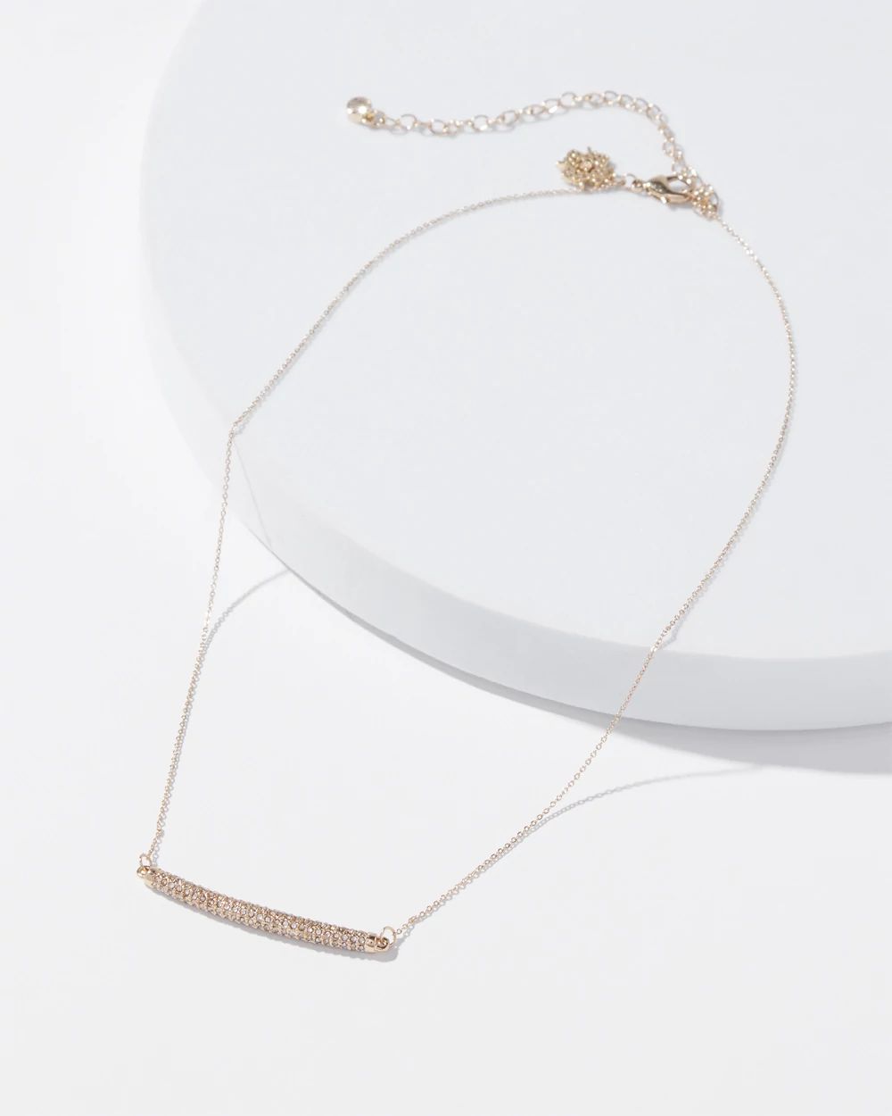 Gold Crystal Bar Single Strand Necklace