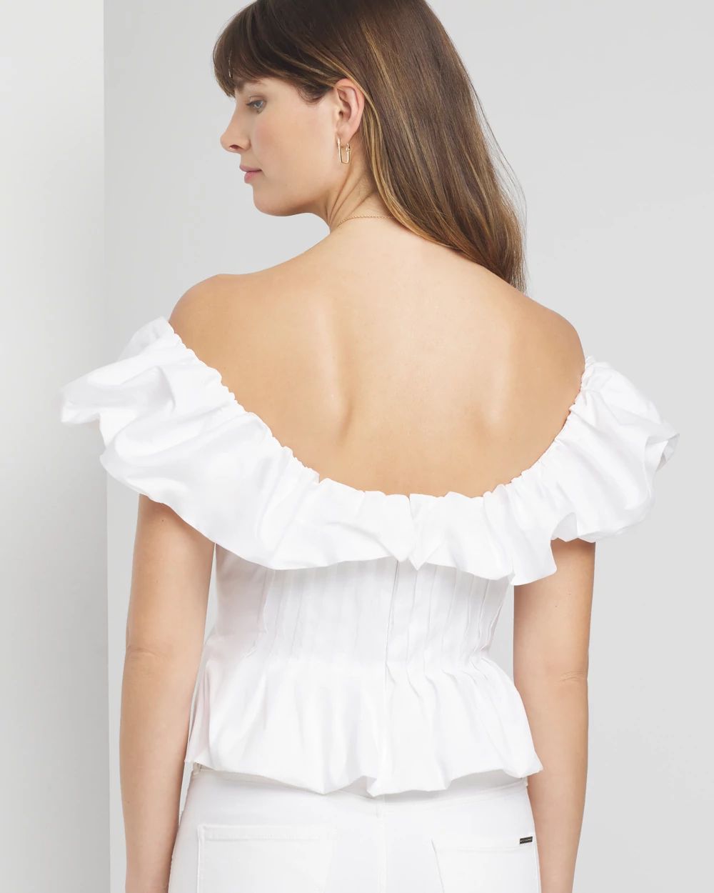 Petite Off-The-Shoulder Drama Seamed Bustier