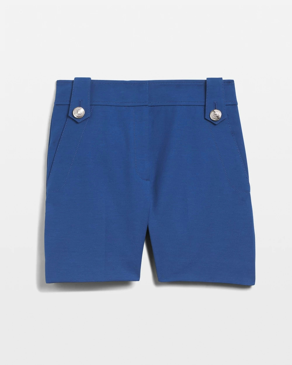 Shop White House Black Market High-rise Lightweight Button Comfort Stretch Shorts In Endless Blue