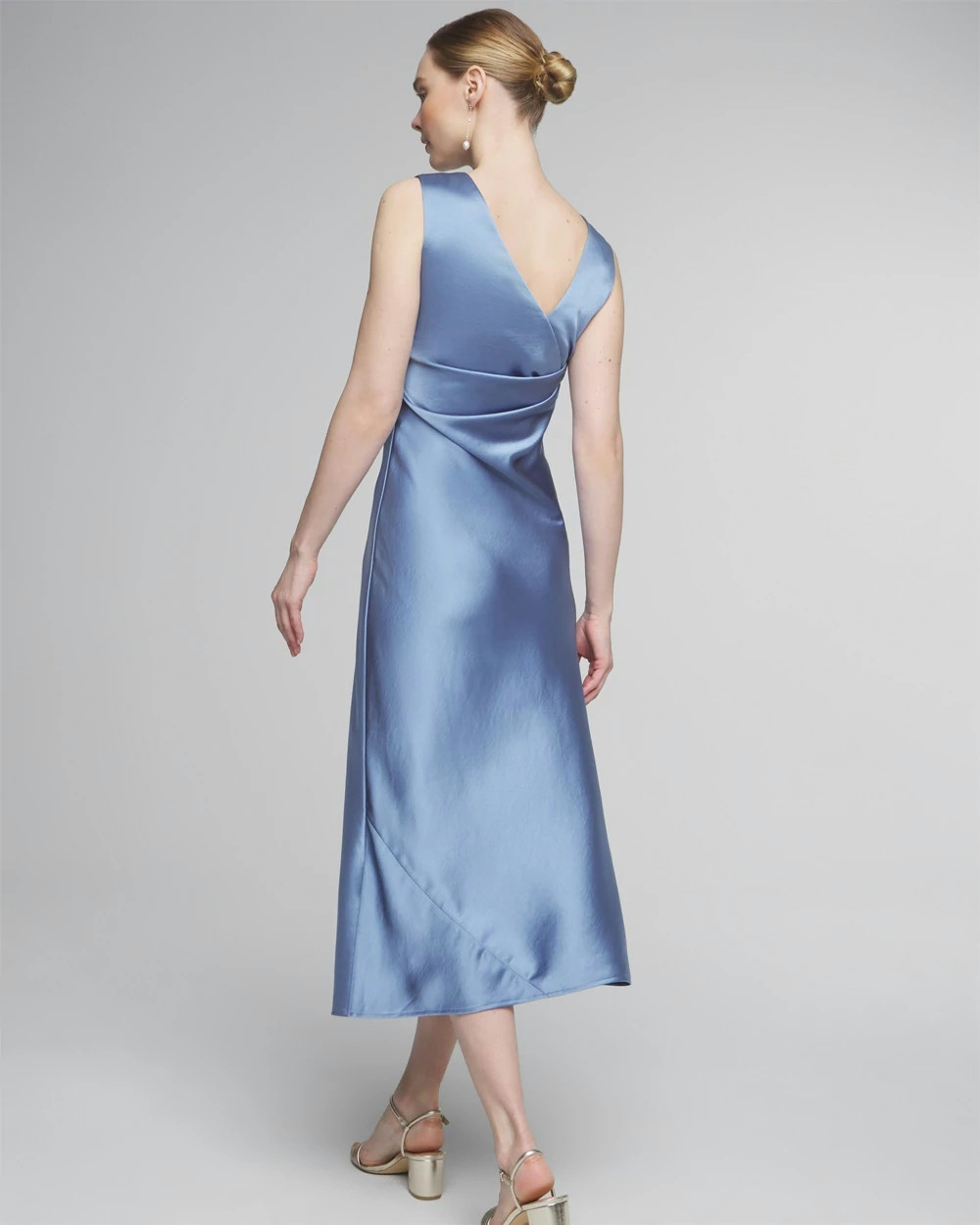 Shop White House Black Market Sleeveless Satin Slip Dress In Light Blue